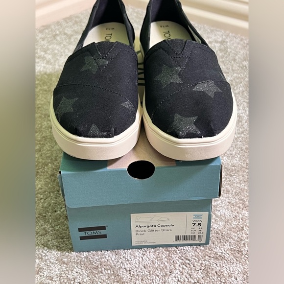 TOMS Alpargata Cupsole Black Glitter Stars Print - Picture 8 of 8